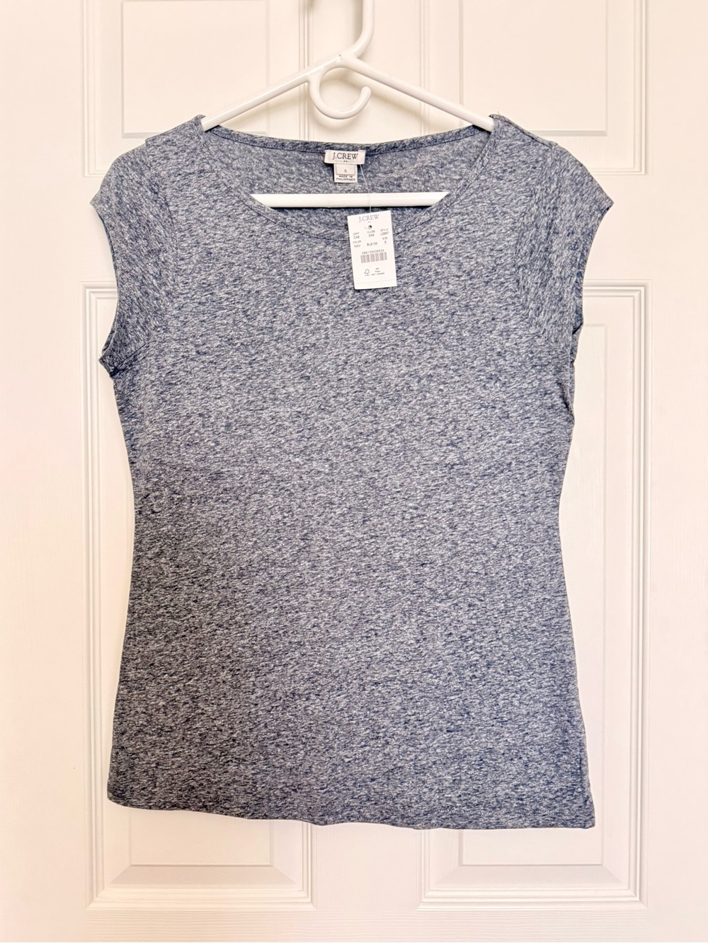 J. Crew Heathered Blue Cap-Sleeve Tee